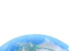 Realistic Planet Earth In Near Orbit With The Ocean On White Isolated Background. Front View. Elements Of This Image Furnished By NASA. 3d Rendering.