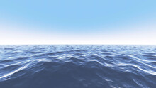 Illustration Of Infinite Ocean Water Against A Blue Sky