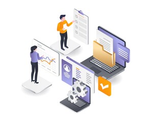 Aufkleber - Flat isometric illustration concept. Enterprise development configuration management