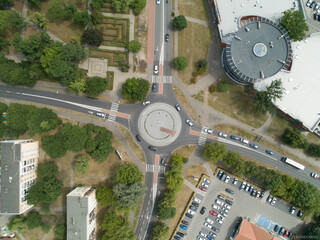 Sticker - Aerial view of road traffic roundabout in urban area