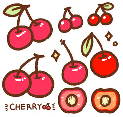 Wall Mural - cherry cartoon drawing set