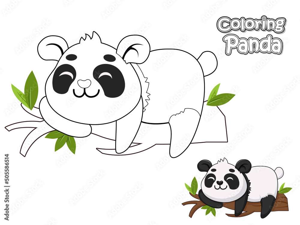 Coloring The Cute Cartoon Panda. Educational game for kids. Vector ...
