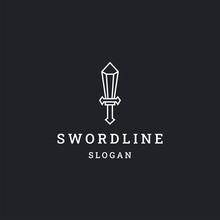 Sword Simple Line Art Logo Template Vector Illustration Design
