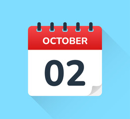 Poster - October 02 - Calendar icon in flat design.