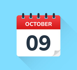 Poster - October 09 - Calendar icon - Vector illustration