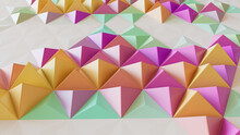 Multicolored Geometric Surface With Tetrahedrons. High Tech, Bright 3d Background.