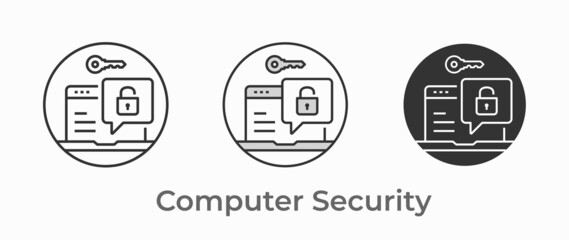 Poster - computer security icon. black vector illustration isolated on white background.