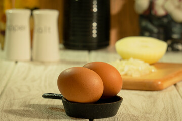 eggs and onion for an omelet