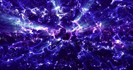 Wall Mural - Abstract View from space on a galaxy with stars. blue wallpaper, the universe is filled with galaxies. Panoramic shot, wide format. sky background. copy spase blurry weak focus, no focus, noise