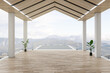 © Who is Danny - Modern spacious wooden terrace with beautiful mountains view and mock up place. 3D Rendering.