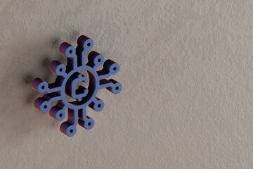 Fototapete - Beautiful abstract illustrations blue Blockchain Token  symbol icons on a wall beton background. 3d rendering illustration. Background pattern for design..
