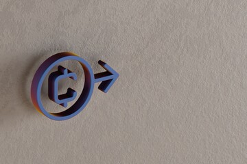 Fototapete - Beautiful abstract illustrations blue Coin Token  symbol icons on a wall beton background. 3d rendering illustration. Background pattern for design..