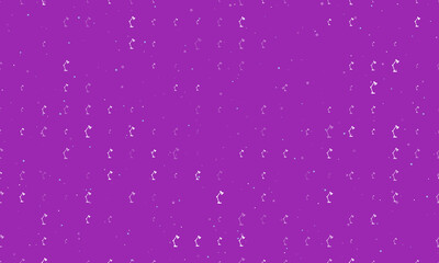 Poster - Seamless background pattern of evenly spaced white table lamp symbols of different sizes and opacity. Vector illustration on purple background with stars