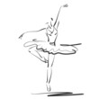 art sketched beautiful young ballerina in ballet dance on studio