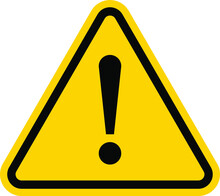 Yellow Warning Dangerous Attention Icon, Danger Symbol, Filled Flat Sign, Solid Pictogram, Isolated On White. Exclamation Mark Triangle Symbol.