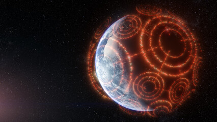 Aufkleber - Futuristic concept of Planet-wide Connection, Planet-wide Shield Protection from outer space elements
World map element furnished by NASA : https://visibleearth.nasa.gov/collection/1484/blue-marble