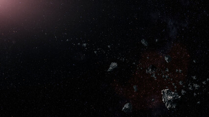 Aufkleber - The Hammer of God. Futuristic concept of deep space exploration in another galaxy, discovering a new alien planet being hit by a large meteorite with rocks debris floating around the planet