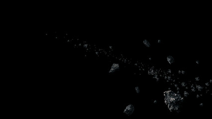 Aufkleber - The Hammer of God. Futuristic concept of deep space exploration in another galaxy, discovering a new alien planet being hit by a large meteorite with rocks debris floating around the planet