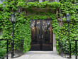 Entrance to ivy covered building