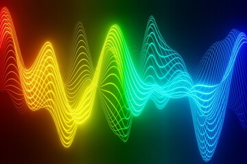 Abstract technology Colorful bright neon glowing wave audio Visualizer background 3D rendering