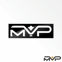 Poster - letter or word MVP sans serif font connected with trophy or cup image graphic icon logo design abstract concept vector stock. Can be used as a symbol related to initial or winner