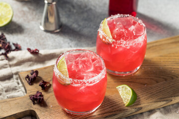 Cold Boozy Hibiscus Mezcal Margarita