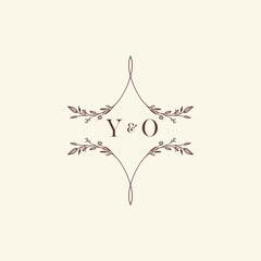YO elegant wedding floral initial concept with high quality logo design