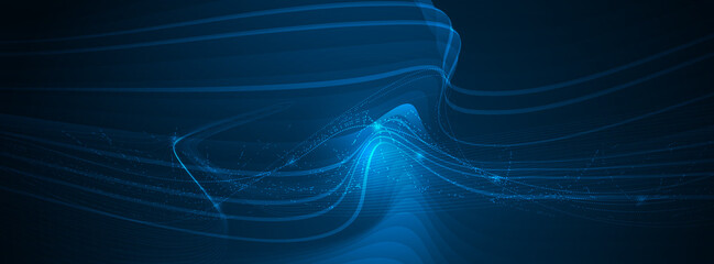 Fototapete - Vector abstract lines pattern design and light effect. High speed movement and motion blur over dark blue background. Illustration futuristic, Cyber hi tech connection technology, cyberspace concept