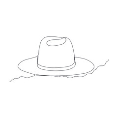 Wall Mural - Continuous single drawn one line hat hand-drawn picture silhouette. Line art