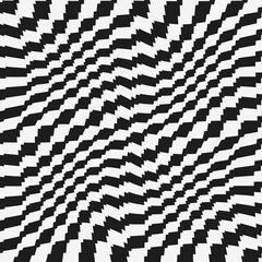 Poster - Curved exciting pattern. Checkered black and white dice create a wavy pattern.