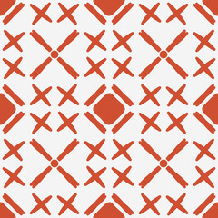 Poster - Orange crosses with rhombuses, decorative pattern.