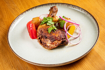 Poster - chicken with baked potato and vegetables