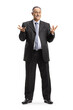 © Ljupco Smokovski - Mature man in a black suit and tie explaining something with hands