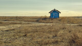 Fototapeta Łazienka - Small blue house neat the sea