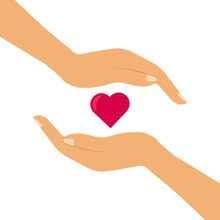 Red Heart Between Two Hands Jpeg Image Jpg Illustration Open Empty Hand Icon Protection Giving Gesture Illustration Hands And Heart Symbol Illustration Of Two Hands Facing Each Other And There Is Love