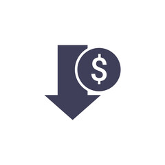 Wall Mural - Cost reduction icon price lower arrow. Vector low cost money crisis line icon