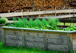 podwyżsona grządka, drewniana skrzynia do uprawy warzyw, ogród kuchenny, raised bed