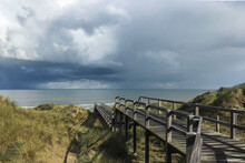 Belgium, De Haan, Seascape With Storm Clouds