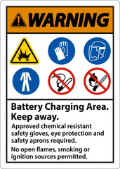 Wall Mural - Warning Battery Charging Area Keep Away Sign On White Background