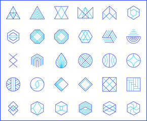 Wall Mural - Simple Set of geometric Related Vector Line Icons. Contains such Icons as diamond, octagon, Triangle, circle, hexagon, abstract, cube, linear symbols and more.