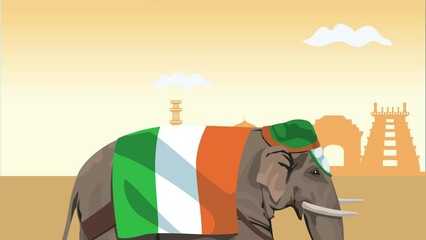 Poster - india celebration day with elephant