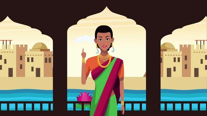 Canvas Print - india celebration day with woman