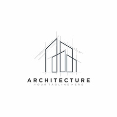 Wall Mural - Architecture logo design, Vector construction company brand design template. Architect and Construction vector logo template