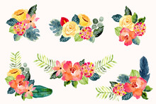 Summer Tropical Watercolor Floral Arrangement