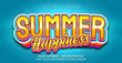 Summer Happiness Text Style Effect. Editable Graphic Text Template.