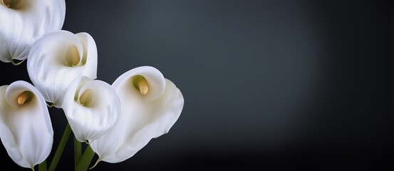 Poster - White flower lilies on black background