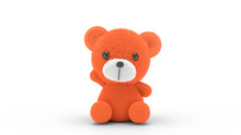 3d Render Illustration Of A Cute Stuffed Toy Bear On White Background.