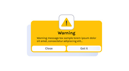 Warning and messages app interface elements flat vector illustration. 
