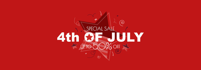 4th Of July Sale banner. Modern minimal design for Sales. Flat vector illustration.