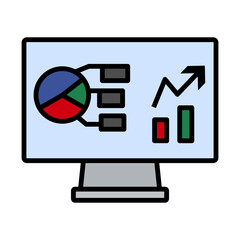 Wall Mural - Monitor With Analytics Diagram Icon